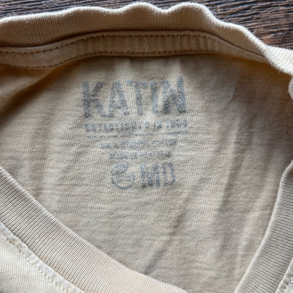 Men's Katin T-Shirt White Beige Logo M Huckberry Surf Beach Kanvas DISTRESSED - Picture 5 of 16